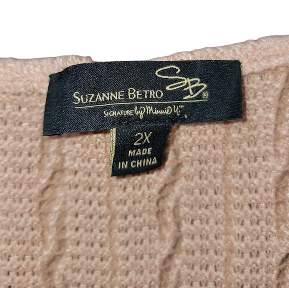 Suzanne Betro size 2X long sleeve sweater peach color polyester & acrylic - Picture 2 of 8